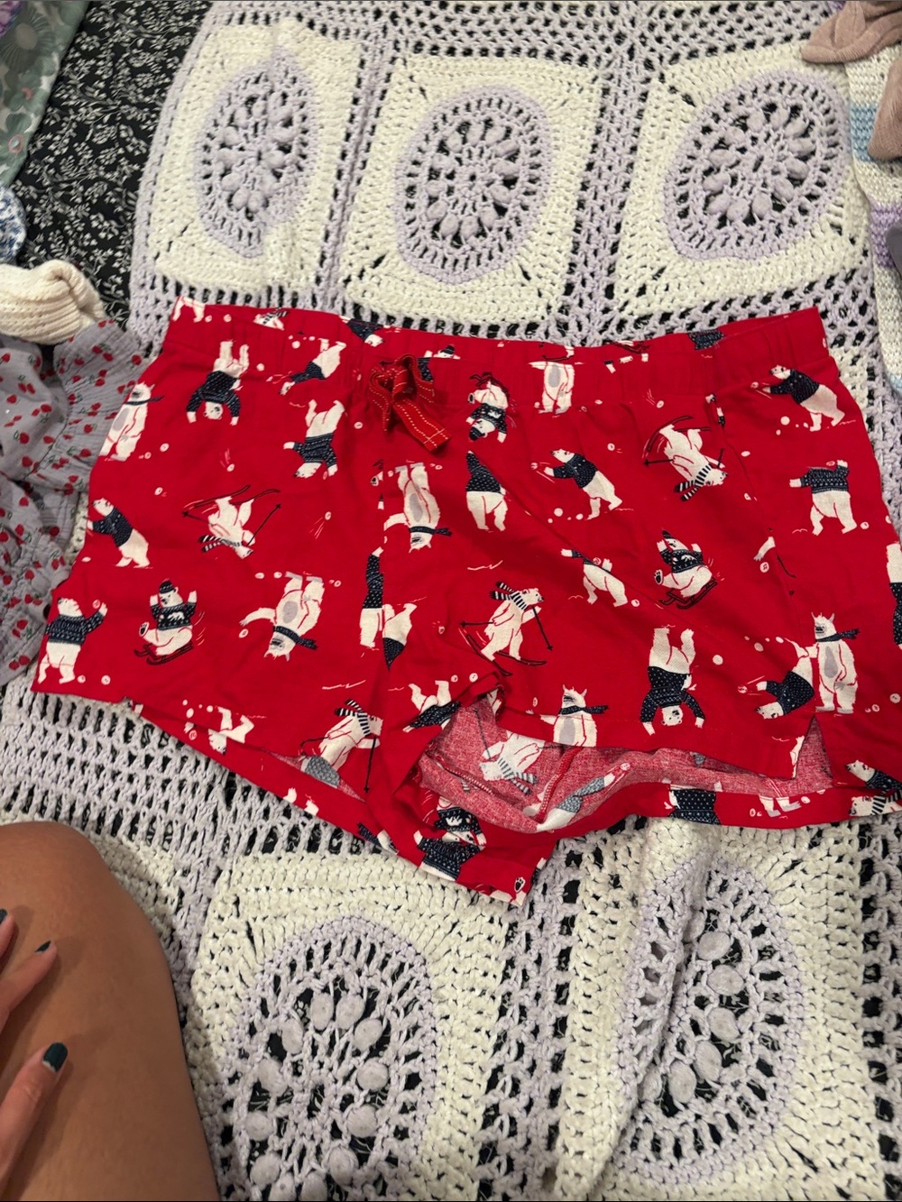 Women's Red Printed Lounge Shorts